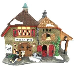 Holiday Time Woolen Mill Porcelain Lighted Building Village Collectible 2000